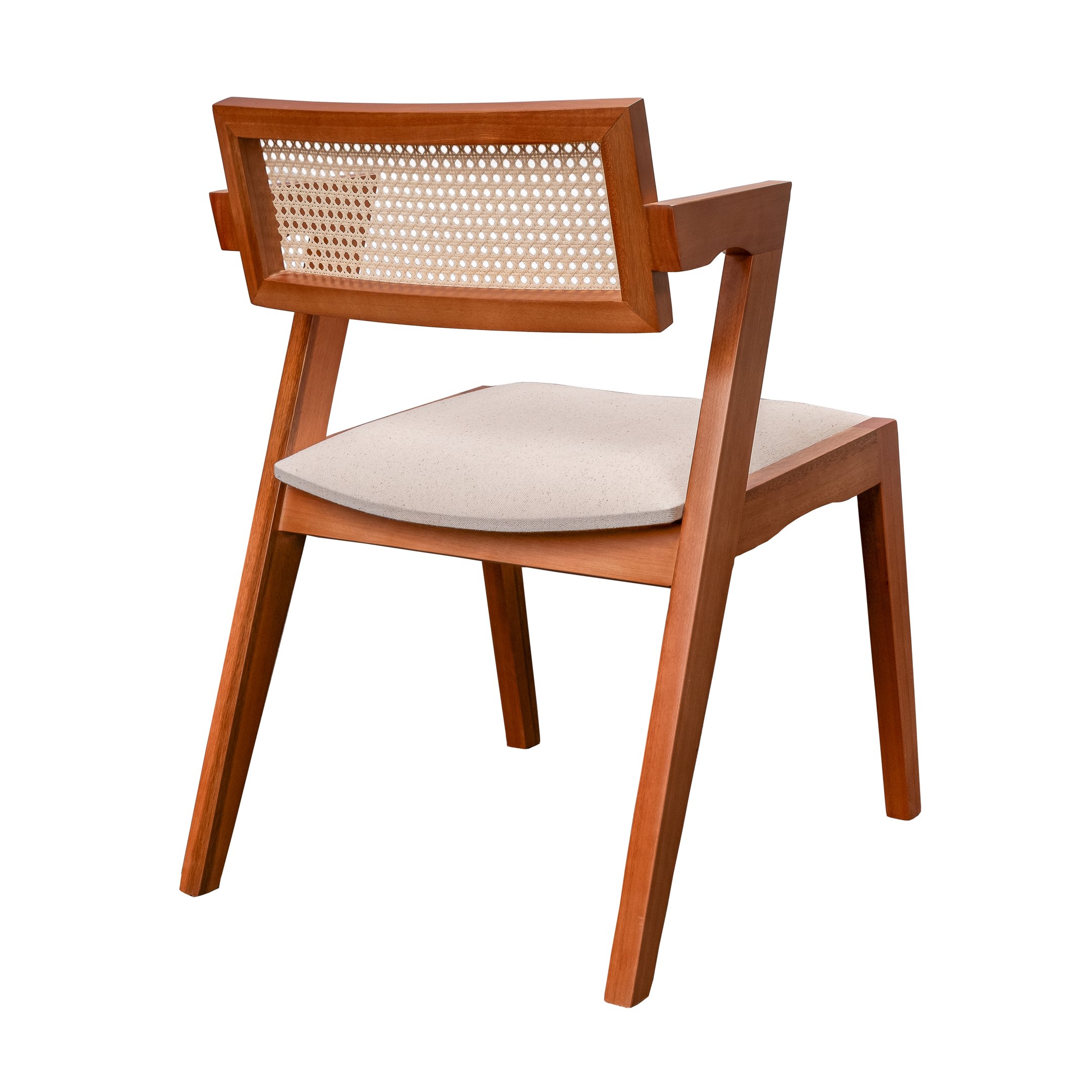 Conjunto com 4 Cadeiras Madeira Maciça com Rattan Natural e Estofada 81,5x53x57cm Verona  - 2