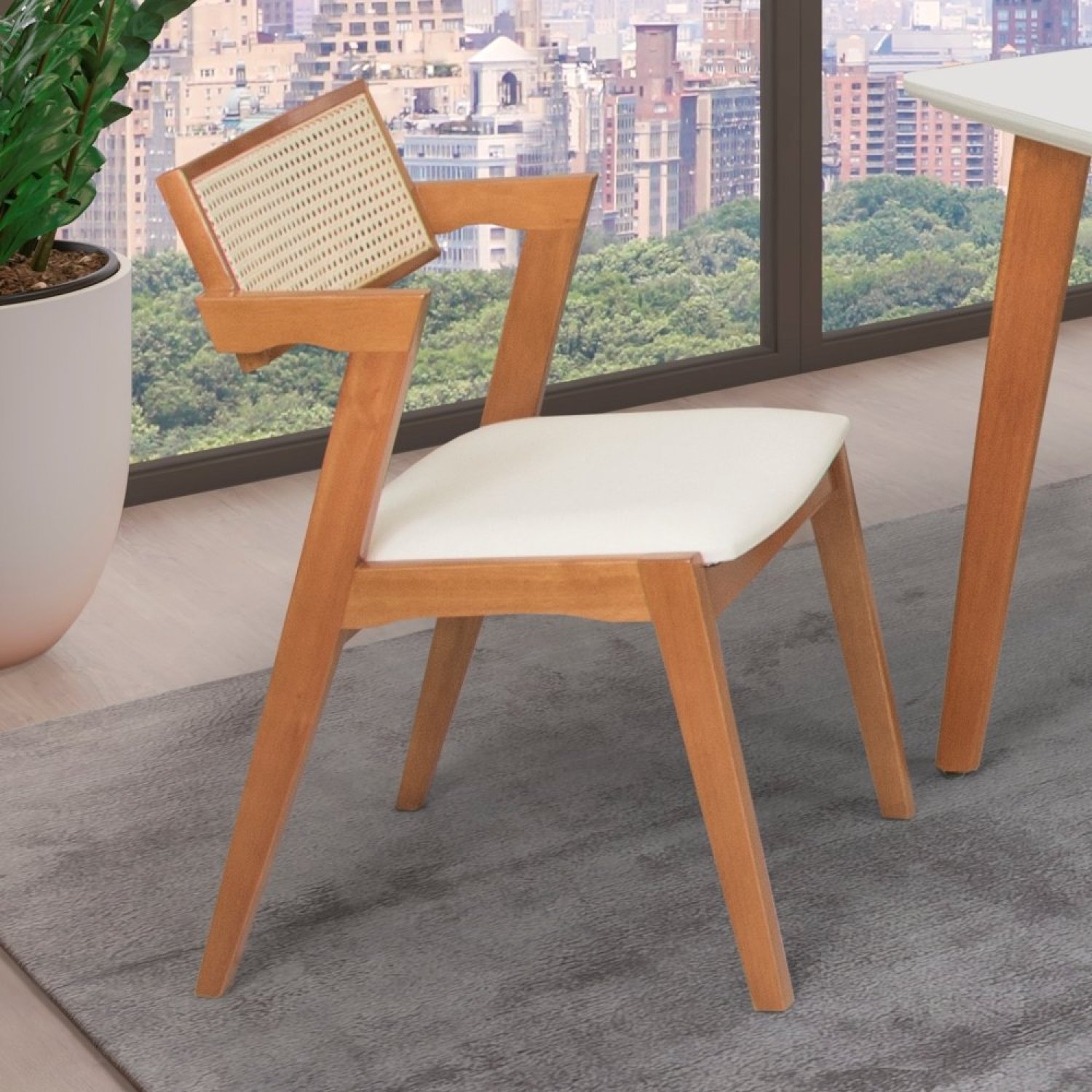 Conjunto com 4 Cadeiras Madeira Maciça com Rattan Natural e Estofada 81,5x53x57cm Verona  - 3