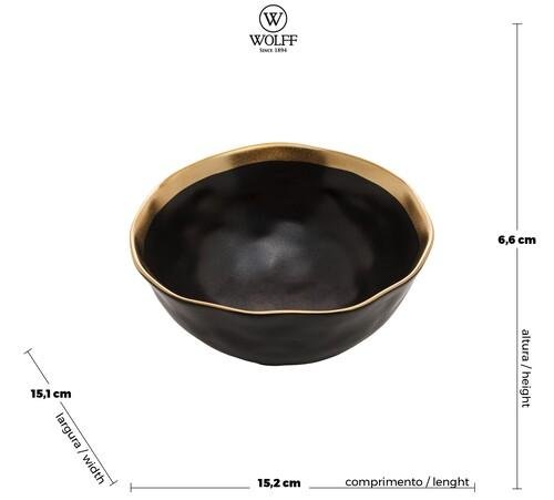 Bowl de Porcelana Preto e Dourado Dubai Wolff - 7