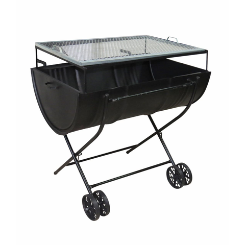 Churrasqueira Meio Tambor com Grelha e Carrinho 200L