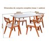 Conjunto Mesa Verona Tampo Off White com 4 Cadeiras Madeira Maciça, Estofada e Rattan de Fibra 100% Natural Verona  - 6