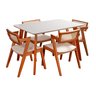 Conjunto Mesa Verona Tampo Off White com 4 Cadeiras Madeira Maciça, Estofada e Rattan de Fibra 100% Natural Verona  - 5