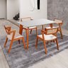 Conjunto Mesa Verona Tampo Off White com 4 Cadeiras Madeira Maciça, Estofada e Rattan de Fibra 100% Natural Verona  - 1