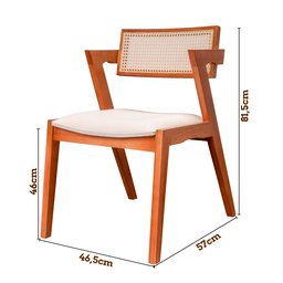 Conjunto Mesa Verona Tampo Off White com 4 Cadeiras em Madeira Maciça, Estofada e Rattan de Fibra 100% Natural Verona Authentic - 13