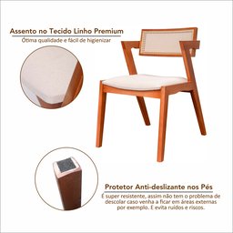 Conjunto Mesa Verona Tampo Off White com 4 Cadeiras em Madeira Maciça, Estofada e Rattan de Fibra 100% Natural Verona Authentic - 17