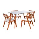Ver imagem 4 de Conjunto Mesa Verona Tampo Off White com 4 Cadeiras Madeira Maciça, Estofada e Rattan de Fibra 100%