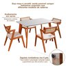 Conjunto Mesa Verona Tampo Off White com 4 Cadeiras Madeira Maciça, Estofada e Rattan de Fibra 100% Natural Verona  - 2