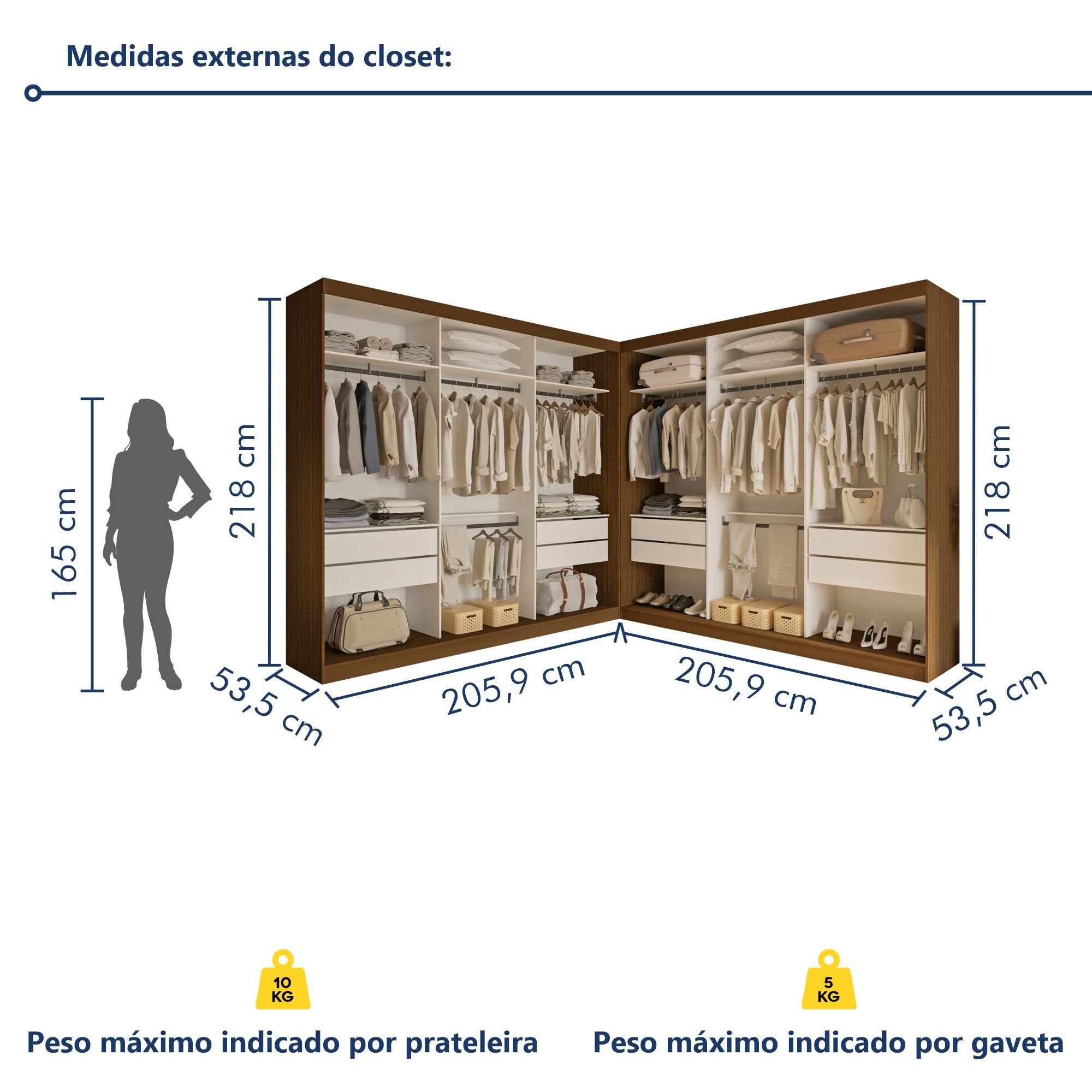 Closet Casal sem Portas 8 Gavetas Paris Duo Premium - 8