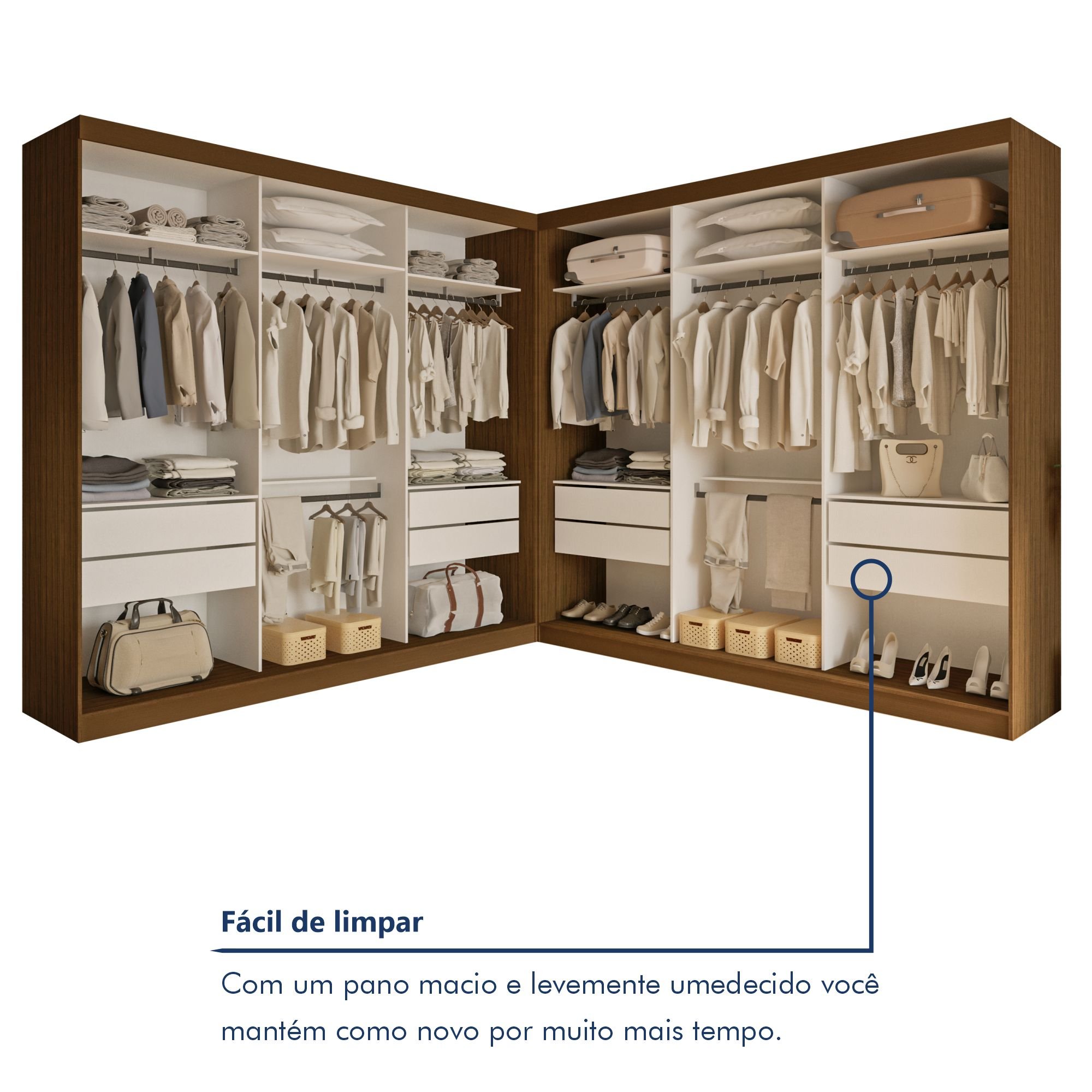 Closet Casal sem Portas 8 Gavetas Paris Duo Premium - 7