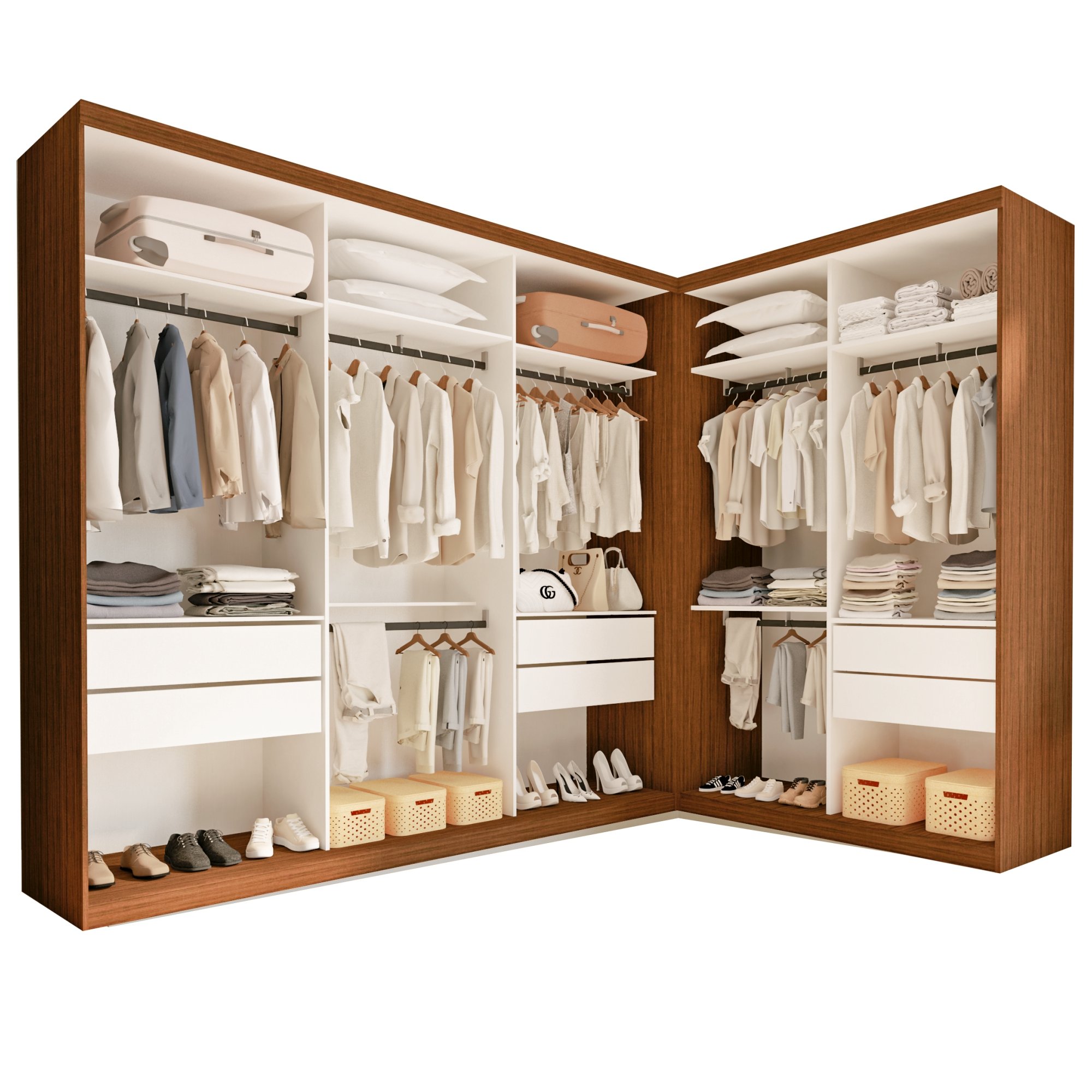 Conjunto Closet Casal sem Portas 2 Módulos 6 Gavetas França - 10