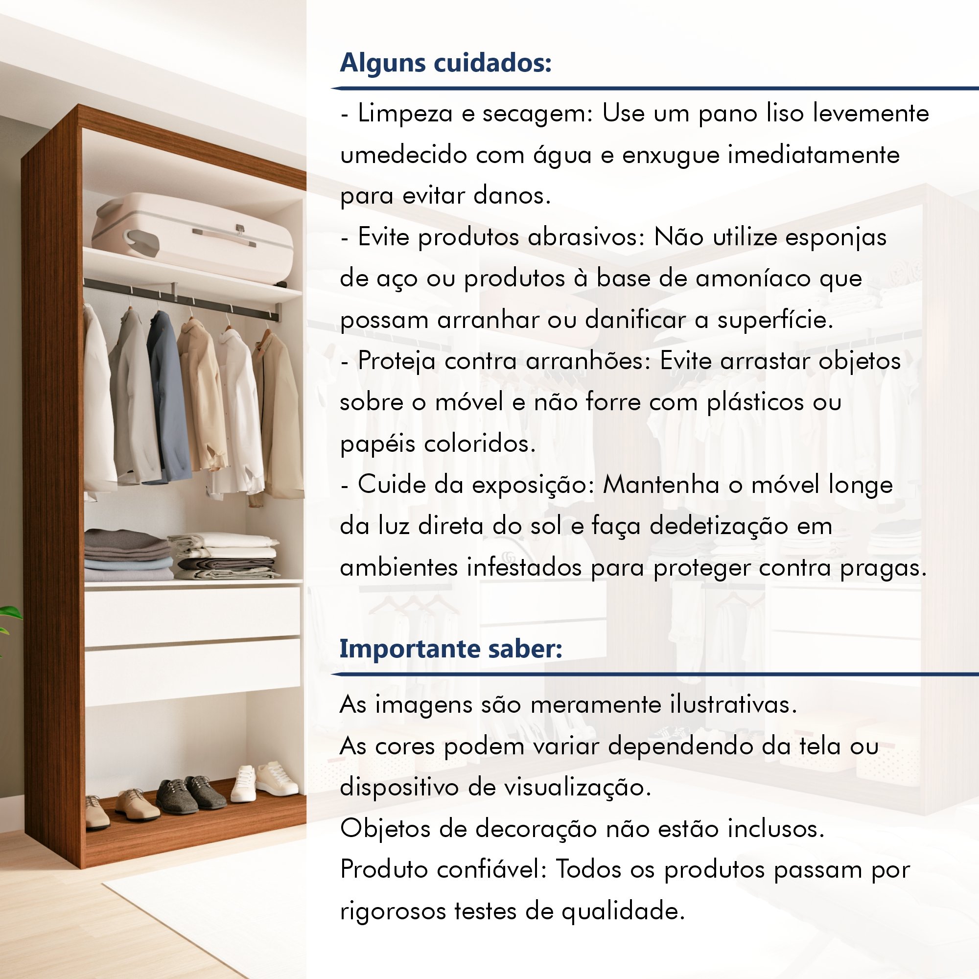 Conjunto Closet Casal sem Portas 2 Módulos 6 Gavetas França - 9