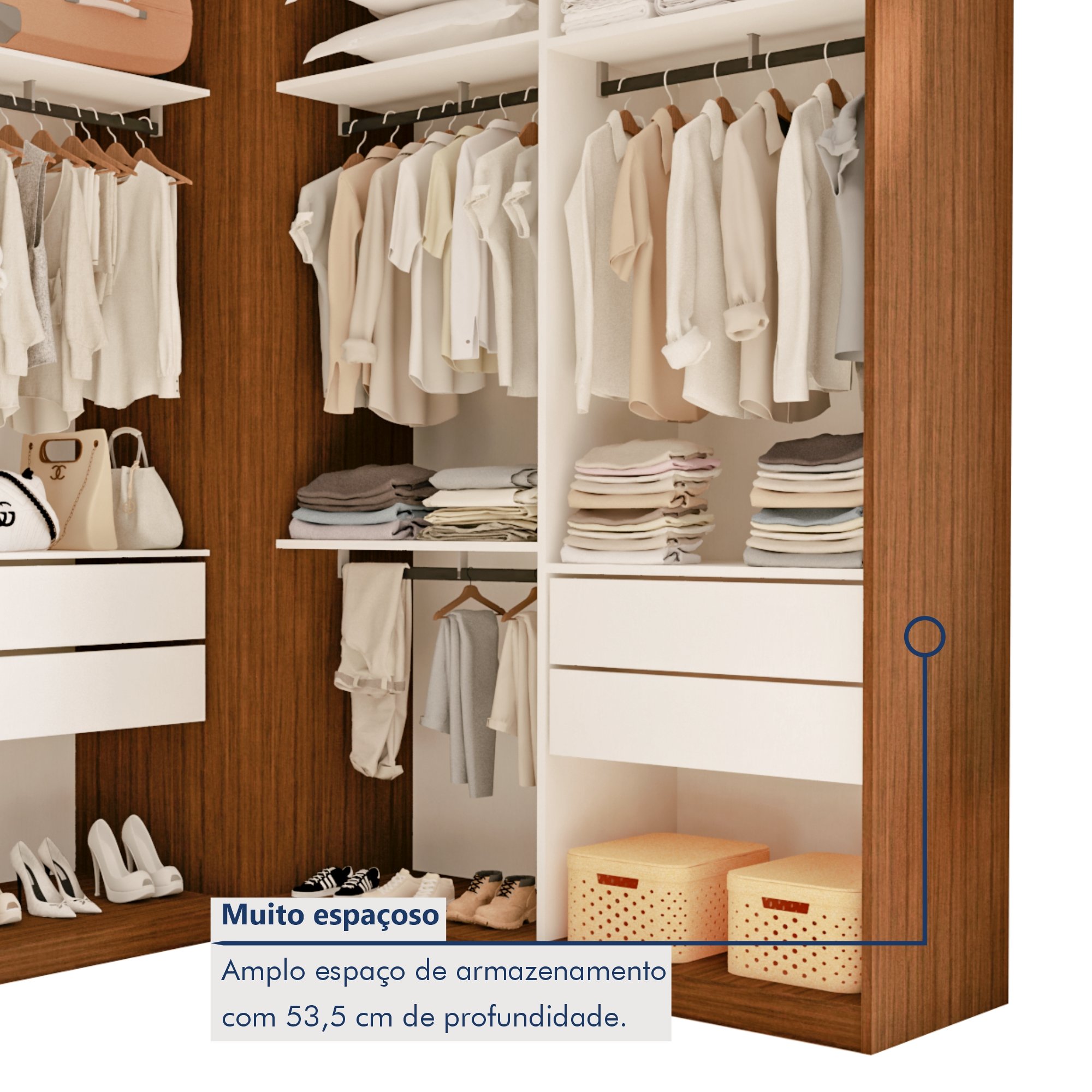 Conjunto Closet Casal sem Portas 2 Módulos 6 Gavetas França - 2