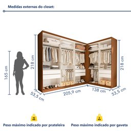 Conjunto Closet Casal sem Portas 2 Módulos 6 Gavetas França - 7