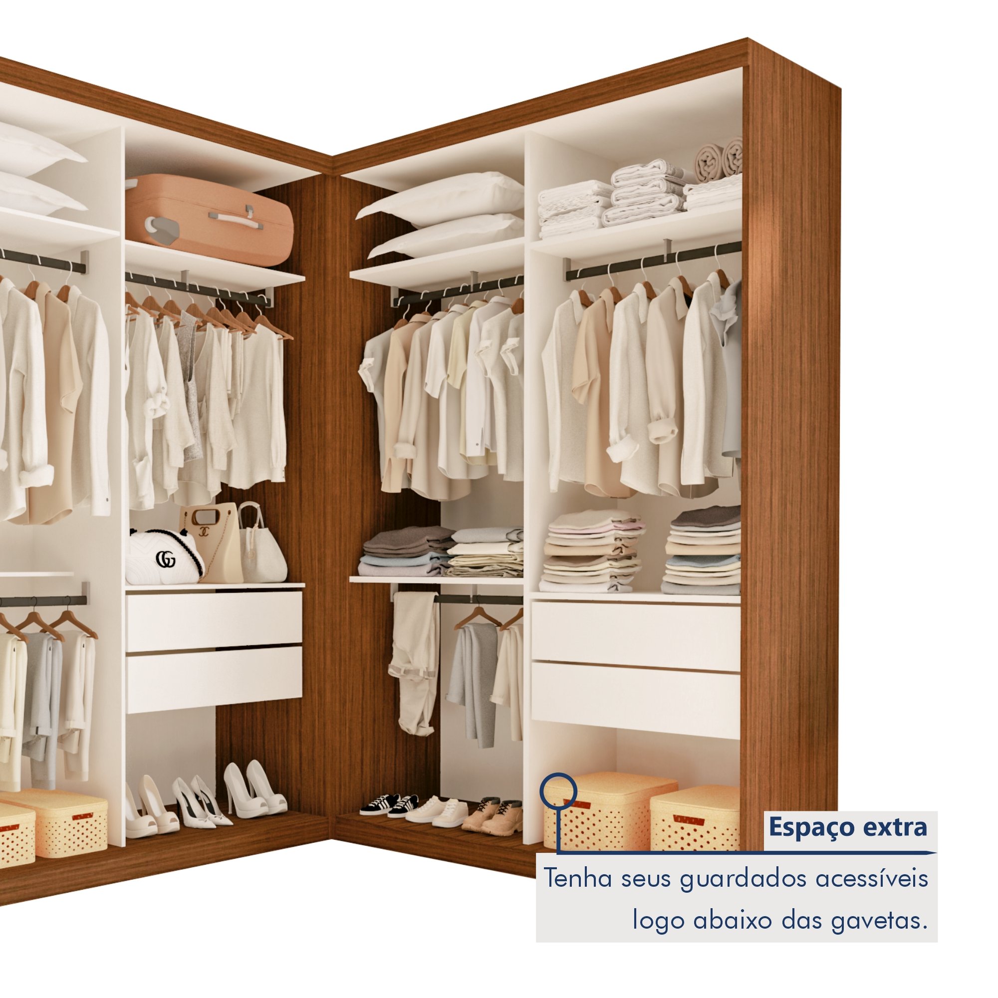 Conjunto Closet Casal sem Portas 2 Módulos 6 Gavetas França - 4