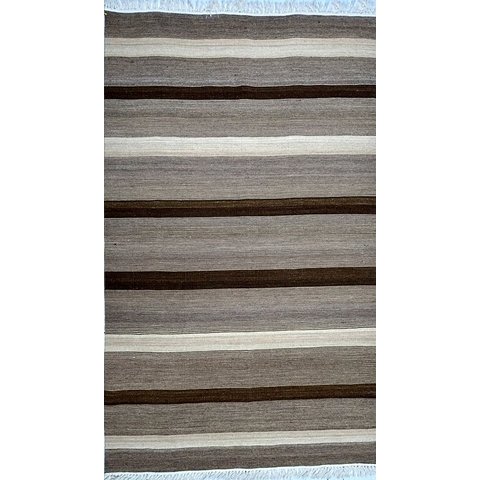 Tapete para Sala Quarto Kilim Stripe 111x183 70511 Listrado Marrom Bege