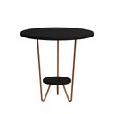 Ver imagem 1 de Mesa Lateral Redonda Industrial Italy Ferro Cobre e Tampo Preto