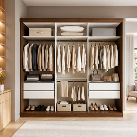 Closet Casal sem Portas 4 Gavetas Paris Yescasa Marrom/Freijó