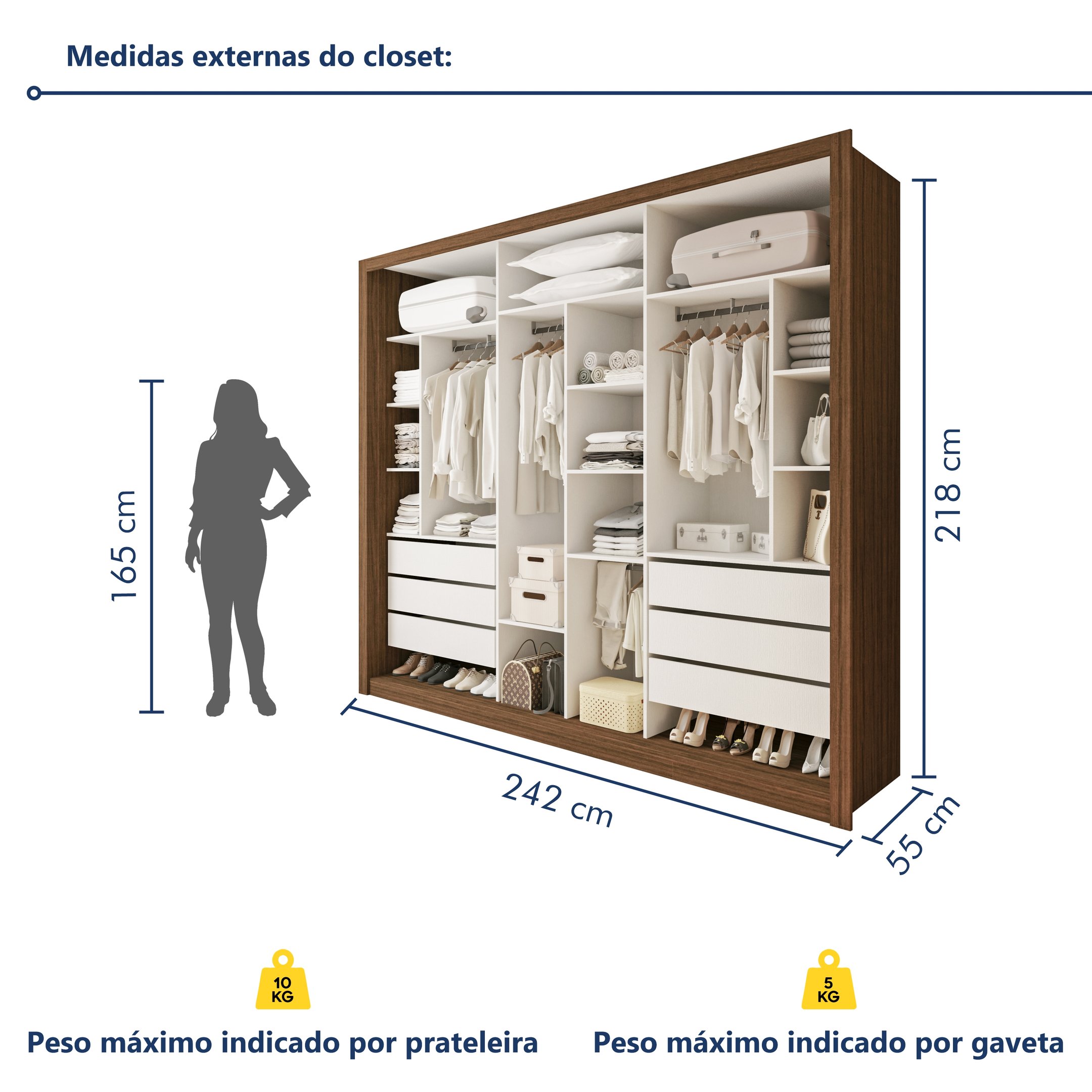 Módulo Closet Casal sem Portas 6 Gavetas Itália - 8