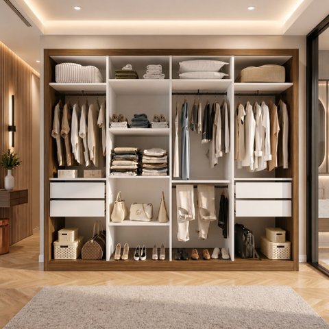 Closet Casal sem Portas 4 Gavetas Florença Yescasa Marrom/Freijó
