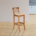 Ver imagem 2 de Kit 3 Banquetas Alta para Área Gourmet 36x100 Cm Valencia Madeira Maciça Imbuia Linho Bege M58 - RMI