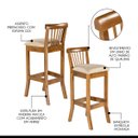 Ver imagem 4 de Kit 3 Banquetas Alta para Área Gourmet 36x100 Cm Valencia Madeira Maciça Imbuia Linho Bege M58 - RMI