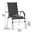 Ver mais imagens de 6 Cadeiras Vênus Alumínio e Mesa com Tampo Tramado para Jardim Piscina e Área Trama Original