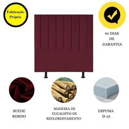 Cabeceira Estofada Cama Solteiro 100 Cm Eloá Suede e Frame Cor:bordô - 4