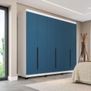 Ver imagem 1 de Roupeiro Casal Madri 6 Portas 4 Gavetas 242x214cm Azul/Branco 250702
