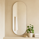 Ver imagem 1 de Espelho Lapidado Oval Grande Corpo Inteiro Quarto Sala Banheiro Hall 115x50 Suporte