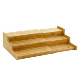 Suporte Organizador Potes de Temperos Retrátil em Bambu - 1