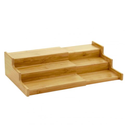 Suporte Organizador Potes de Temperos Retrátil em Bambu
