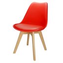 Ver imagem 2 de Kit 2 Cadeiras Charles Eames Leda Luisa Saarinen Design Wood Estofada Base Madeira - Vermelha