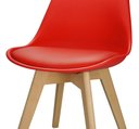 Ver imagem 5 de Kit 2 Cadeiras Charles Eames Leda Luisa Saarinen Design Wood Estofada Base Madeira - Vermelha