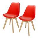 Ver imagem 1 de Kit 2 Cadeiras Charles Eames Leda Luisa Saarinen Design Wood Estofada Base Madeira - Vermelha