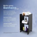 Ver imagem 2 de Gabinete para Banheiro Cassis Móvel sem Portas MDF 40cm Preto Mercado Das Prateleiras
