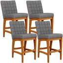 Ver imagem 2 de Kit 04 Banqueta Baixa Cozinha Bancada Bar Sala Jantar Fixa Mila L02 Linho Cinza Escuro - Lyam Decor