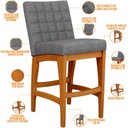 Ver imagem 4 de Kit 04 Banqueta Baixa Cozinha Bancada Bar Sala Jantar Fixa Mila L02 Linho Cinza Escuro - Lyam Decor