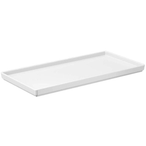 Kit Bandeja Decorativa Branca e Porta Escova de Dentes Cinza Plástico Banheiro Lavabo
