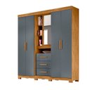 Ver imagem 1 de Guarda Roupa Grande Quarto Casal Eldorado 4 Portas 3 Gavetas Espelho Freijo com Cinza