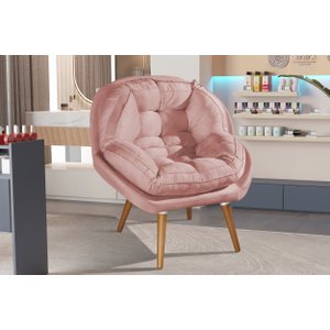 Poltrona Sênior Tecido em Suede Moderna P/ Salão de Beleza