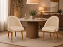 Ver imagem 1 de Kit 2 Cadeiras Lua Estofada Moderna Sala de Jantar Suede Bege
