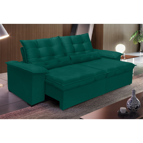 Sofá Retrátil e Reclinável Aspen 2.00m Super Pillow - Verde