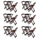 Ver imagem 1 de Kit 6 Jogos de Mesa Bistrô de Madeira com 2 Cadeiras Dobrável Ideal para Bar e Restaurante Imbuia