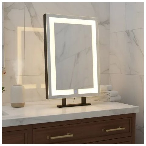 Espelho Retangular 70x50 Iluminado Led 3 Cores Bancada Duplo