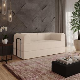 Sofá 2 Lugares Estofado D-plus 160 Cm Monaco - Boucle Bege - 1