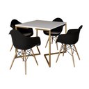 Ver imagem 2 de Mesa Jantar Industrial Quadrada 90cm Branca Base V Dourada com 4 Poltronas Eames Eiffel Daw Madeira