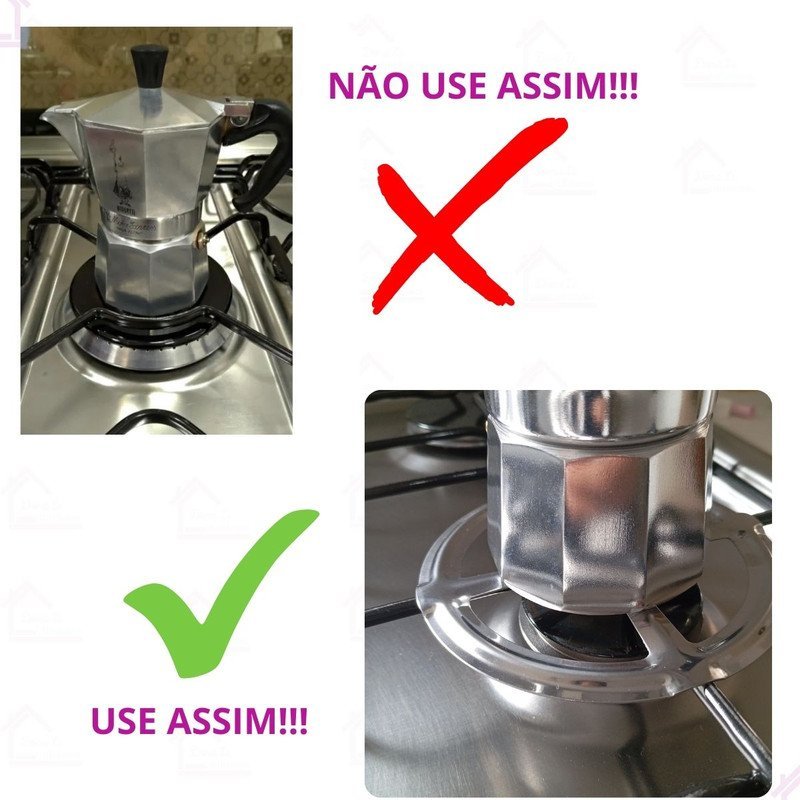 Base de Cafeteira Italiana Suporte Inox Redutor Boca de Fogão - 6