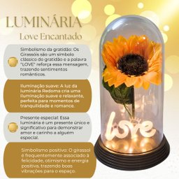 Luminária Love O Girassol Encantado 28 Cm Presente para Namorada Presente De Natal Presente dia das  - 3