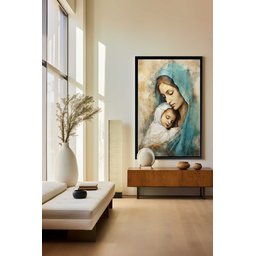 Quadro Decorativo Canvas Flutuante Moldura Filete Jesus Cristo Maria Gg 02 - 6
