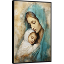 Ver imagem 1 de Quadro Decorativo Canvas Flutuante Moldura Filete Jesus Cristo Maria Gg 02